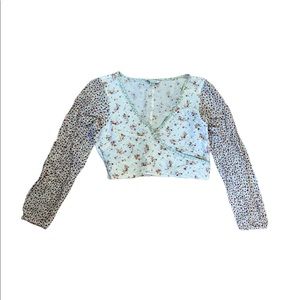 American Eagle, two-floral print top, size XS, elastic in back, zipper on side